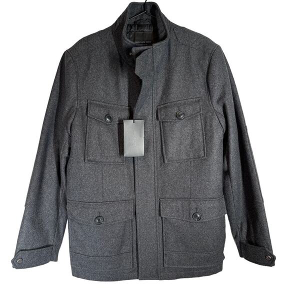 NWT Andrew Marc Dunbar Military Melton Wool Coat Charcoal Gray Small - Picture 4 of 15